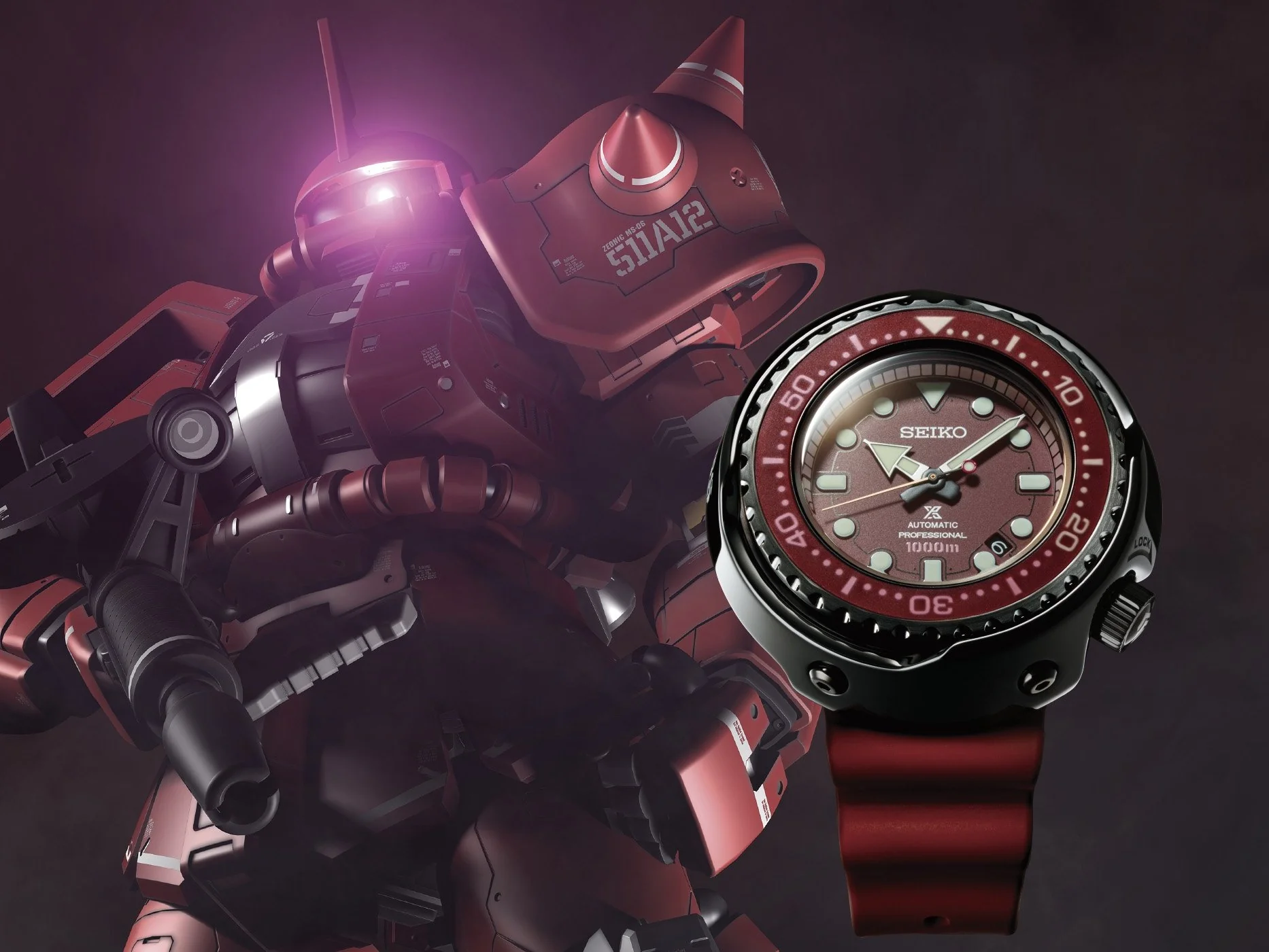 Seiko Prospex X Mobile Suit Gundam 40th Anniversary Char's Zaku Mechanical Automatic Professional Diver's 1000M Tuna SLA031 - Image 4